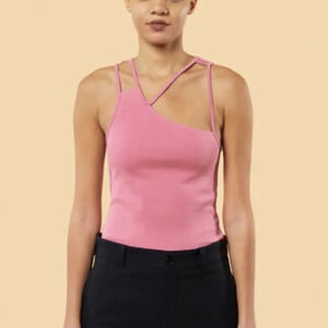 Kingley unisex gender inclusive fist asymmetric strappy tank pink 13696